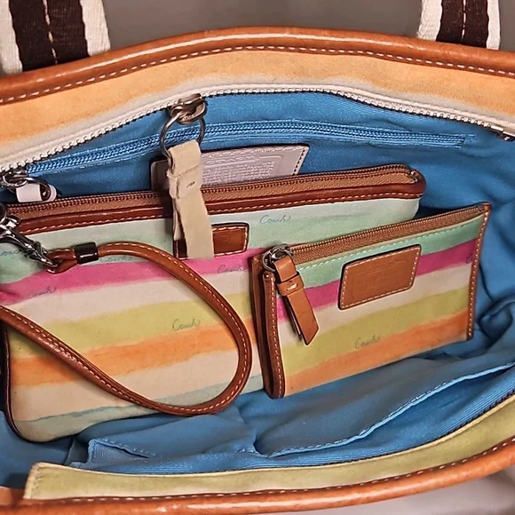 FLASH SALE!!! Authentic Coach 3 piece Watercolor Stripe Vintage Set - Picture 3 of 5